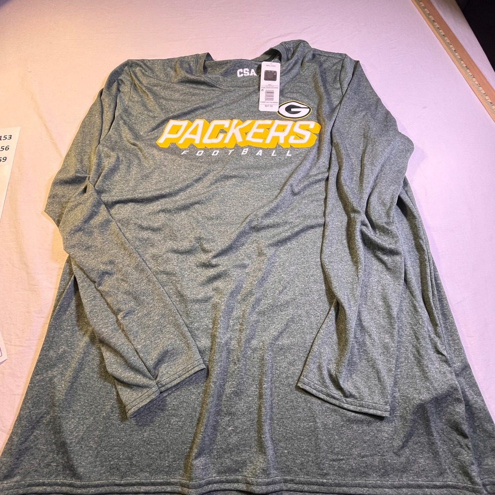 NFL Green Bay Packers Long Sleeve Shirt Mens 2XL Dark Green NEW Heather Football